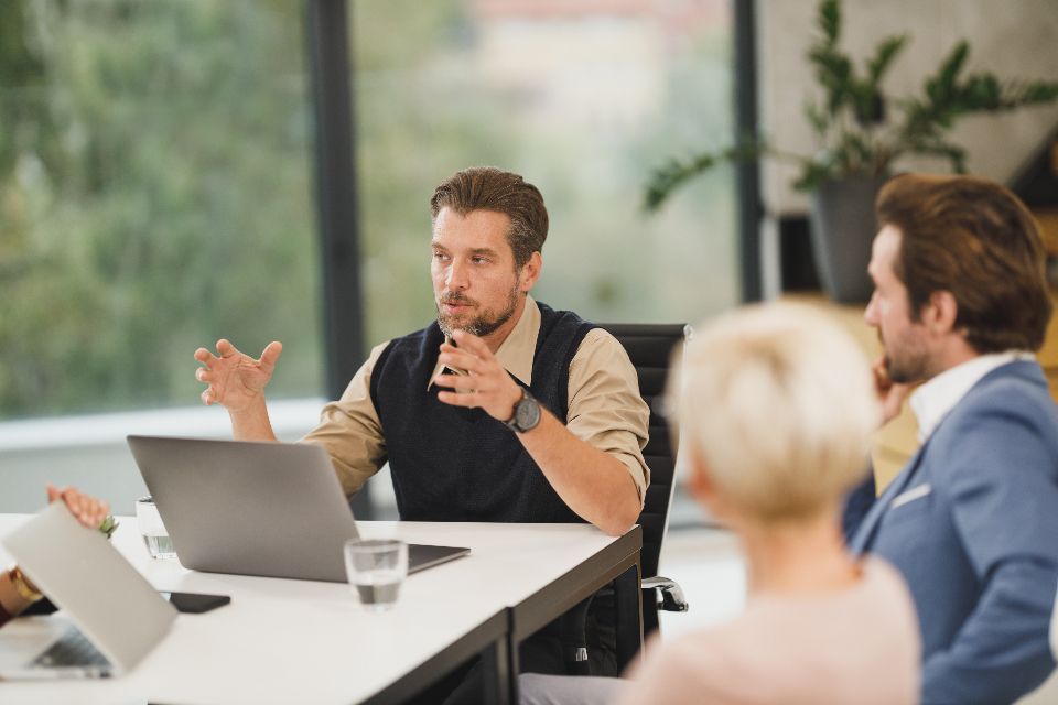 Colleagues working together in an office